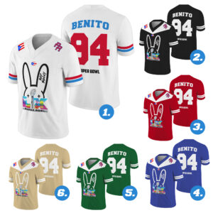 Team Benito Football Jersey, Bad Bunny Fan Shirt, Benito Puerto Rico Football Jersey, Boricua Benito Bowl LX Halftime 2026 Jersey