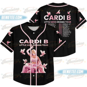 Vintage Cardi B Little Miss Drama Tour Baseball Jersey, Retro Cardi B Concert Jersey, Am I The Drama Fan Shirt