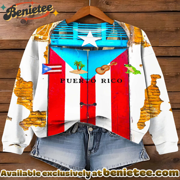 Puerto Rico Boricua Printed Long Sleeve Casual Top