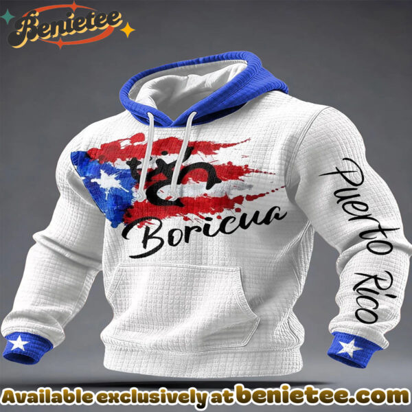 Puerto Rico Flag Art Printed Hoodie