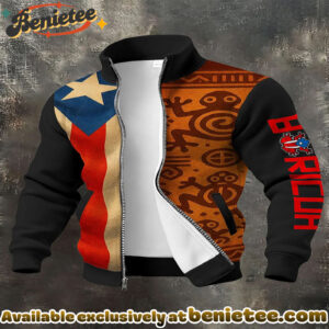Puerto Rico Taino Art Printed Coat - Ver 4