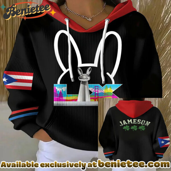 St. Patrick'S Day And Bad Bunny Print Casual Hoodie With Pockets - Ver 2