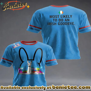 St. Patrick'S Day Most Likely To Do An Lrish Goodbye And Bad Bunny Print Casual Crew Neck T-Shirt - Ver 3