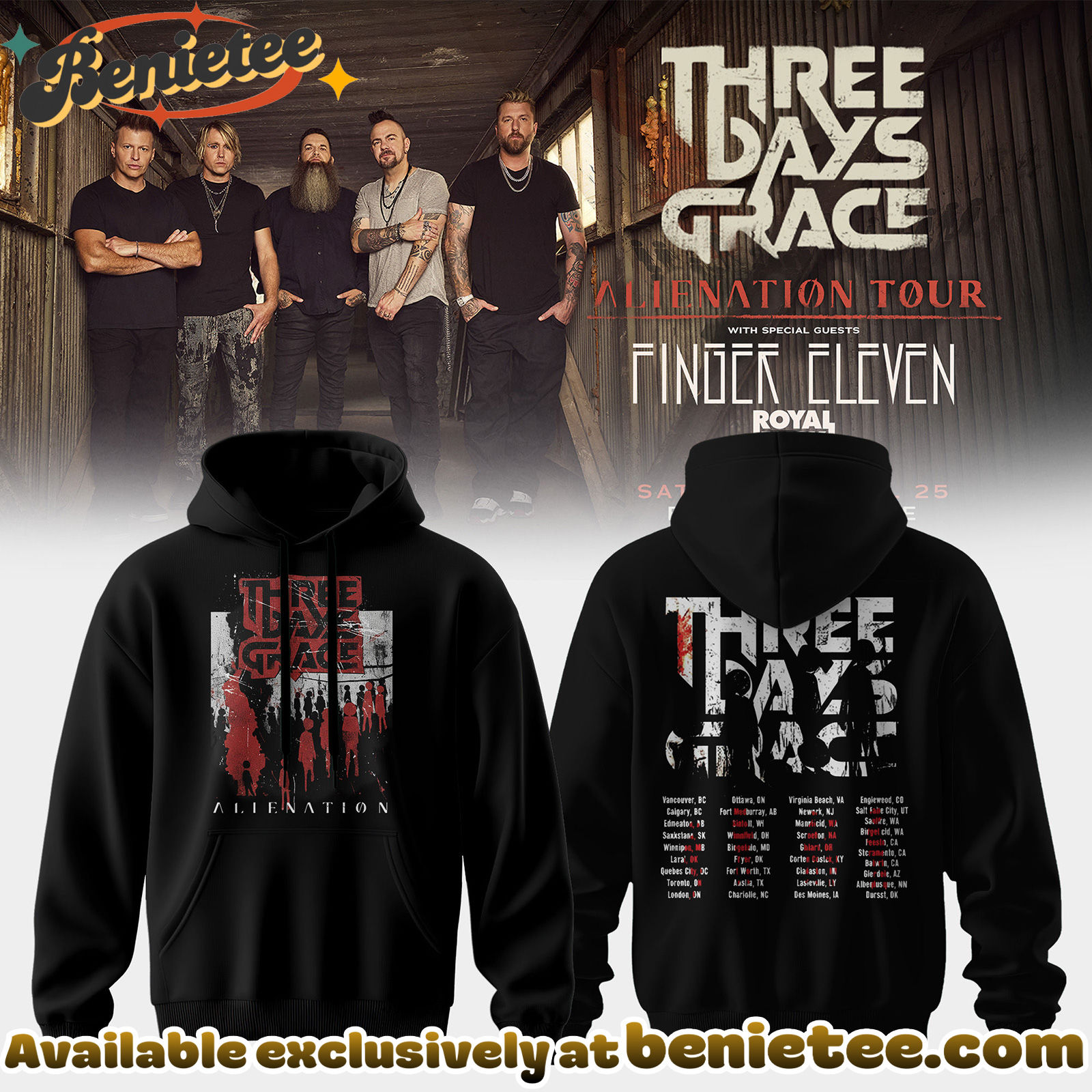 Three Days Grace 2026 Tour Merchandise Hoodie, Tshirt, Sweatshirt