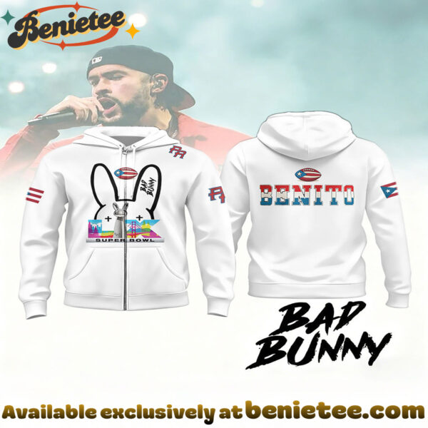 Unisex Casual Super Bowl And Bad Bunny Hooded Jacket - Ver 3