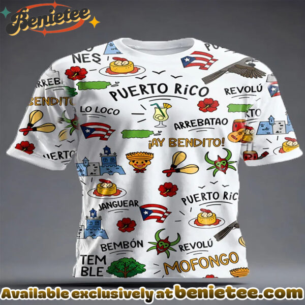 Unisex Puerto Rico Art Printed T-shirt