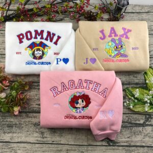 Embroidered The Amazing Digital Circus Sweatshirt, Circus Characters Embroidered Shirt