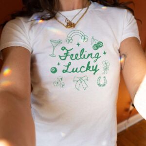 St. Patrick's Day Baby Tee, St Pattys Day Apparel, Irish Shirt, Feeling Lucky, St Patricks Day Croptop