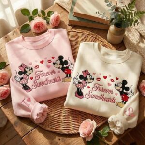 Embroidered Mickey And Minnie Couple Sweatshirt, Forever Sweethearts Shirt, Disney Couple Shirts