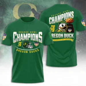 Oregon Duck 2026 Orange Bowl Champions 3D Printed T-Shirt