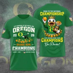 Oregon Duck 2026 Orange Bowl Champions 3D T-Shirt
