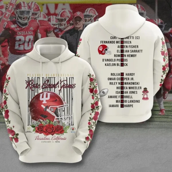 Hoosiers Football 2026 Rose Bowl 3D Apparel Hoodie