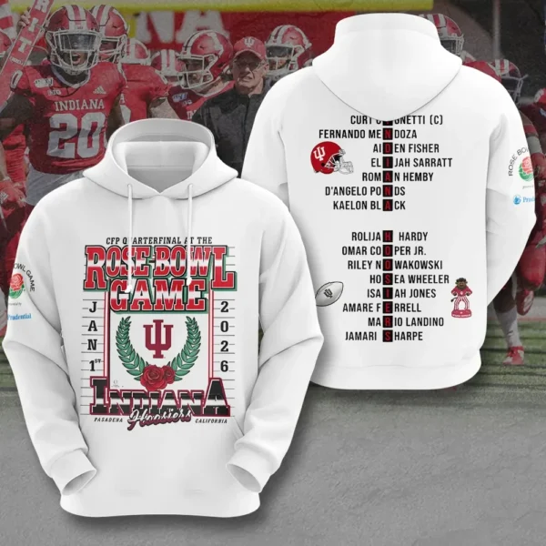 Hoosiers Football 2026 Rose Bowl 3D Apparel Hoodie