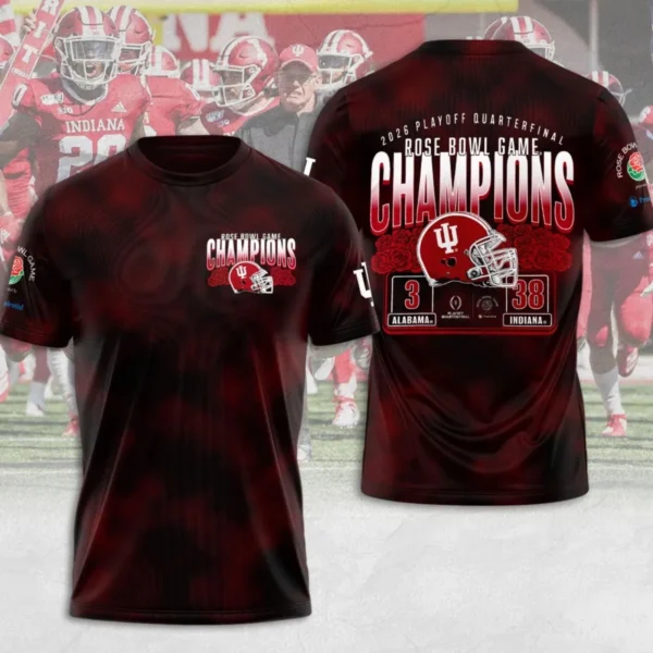 Indiana Hosier Football 2026 Rose Bowl 3D Shirt S-5XL