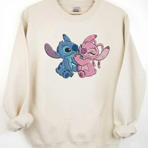 Stitch & Angel "True Love" Embroidered Sweatshirt - Adorable Disney Couple Pullover