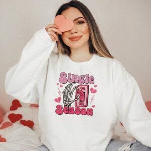 "Single Season" Embroidered Sweatshirt - Sassy Valentine’s Day Skeleton Crewneck