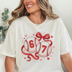 Retro Baseball Love Embroidered T-Shirt - Coquette Aesthetic Valentine’s Day Tee