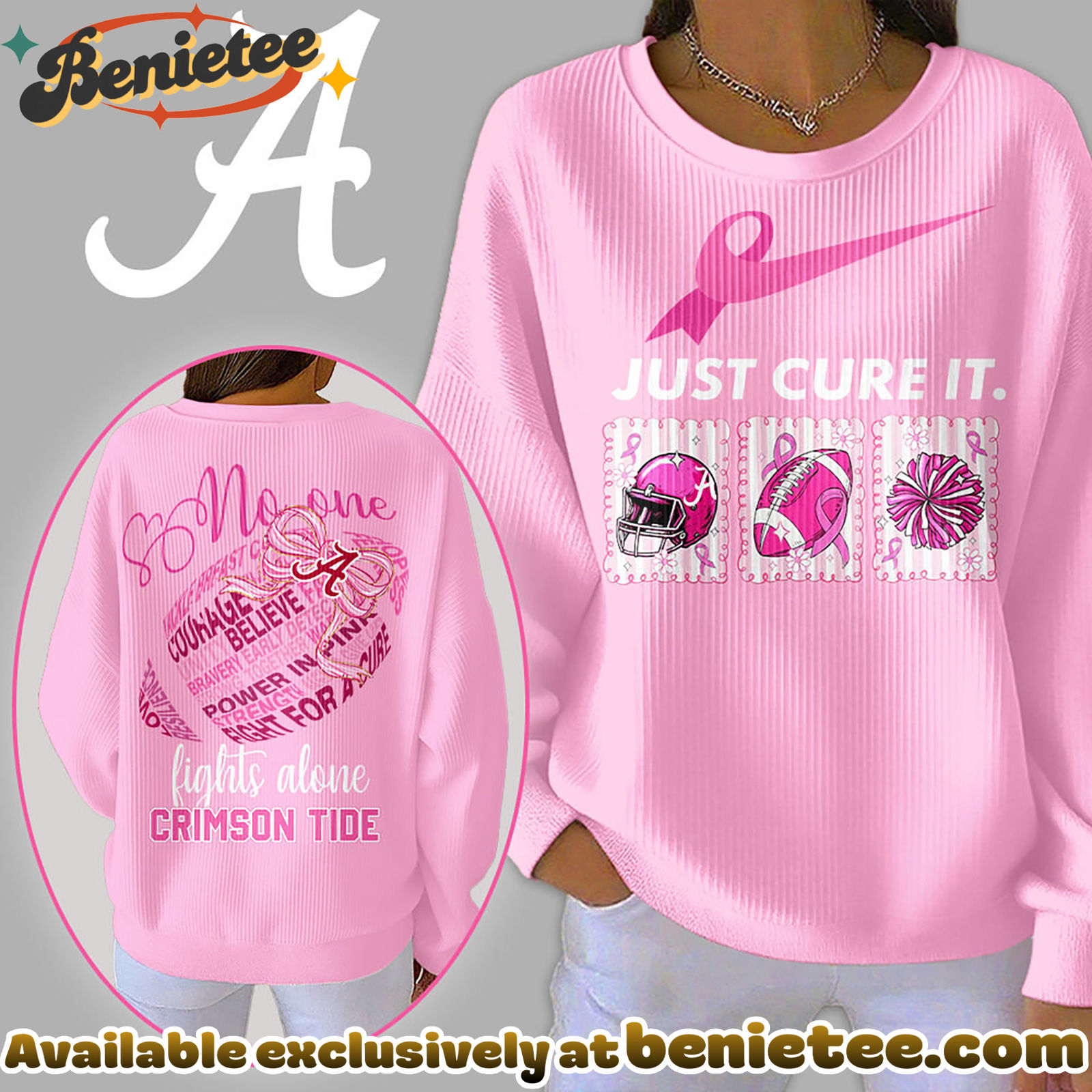 Alabama Crimson Tide Premium NCAA Breast Cancer Awareness T-Shirt And Sweatshirt