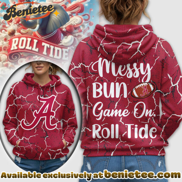 Alabama Crimson Tide Premium NCAA Messy Bun Game On 3D Hoodie, Sweatshirt, Tshirt