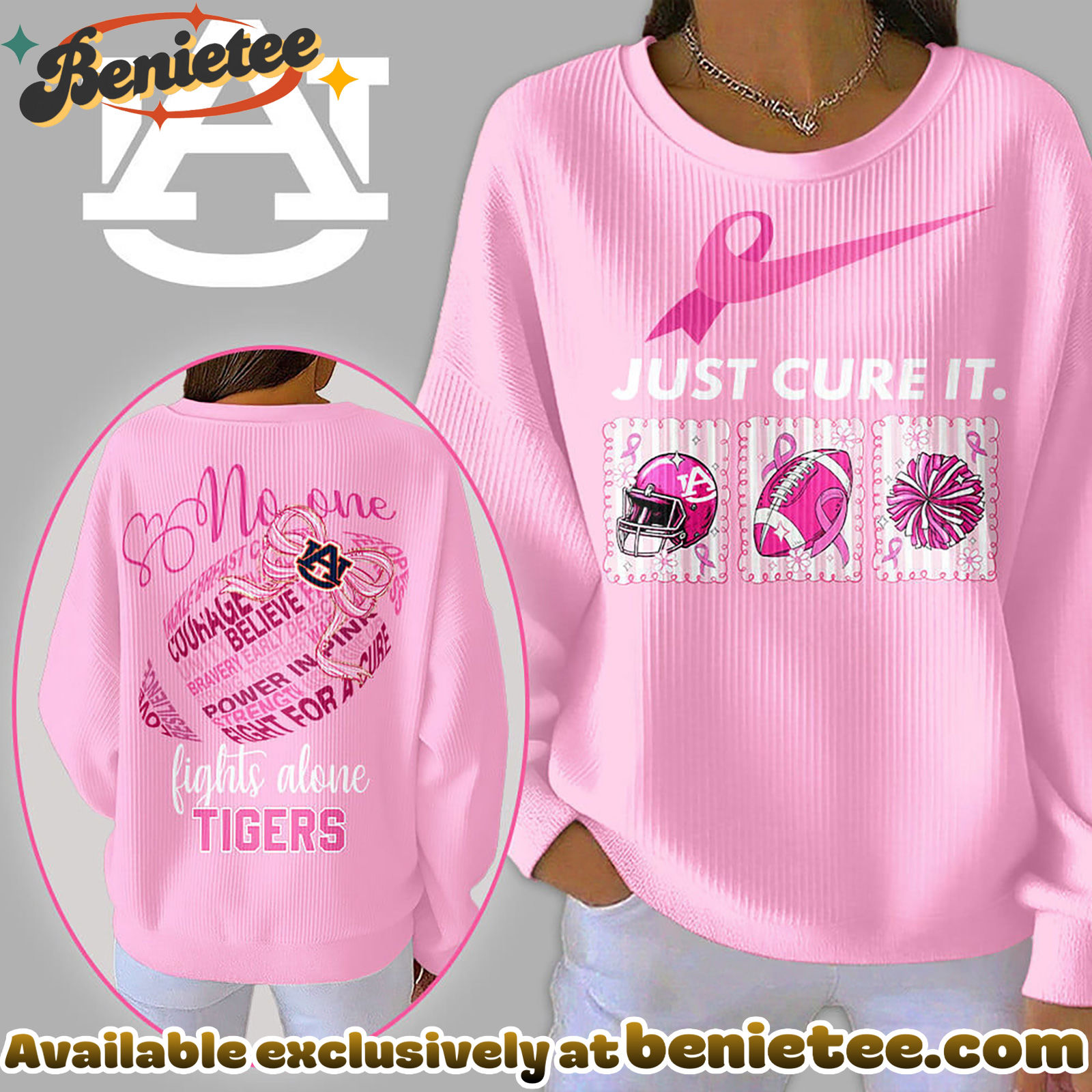 Auburn Tigers Premium NCAA Breast Cancer Awareness T-Shirt And Sweatshirt