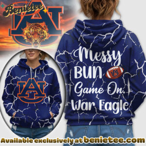 Auburn Tigers Premium NCAA Messy Bun Game On 3D Hoodie, Sweatshirt, Tshirt