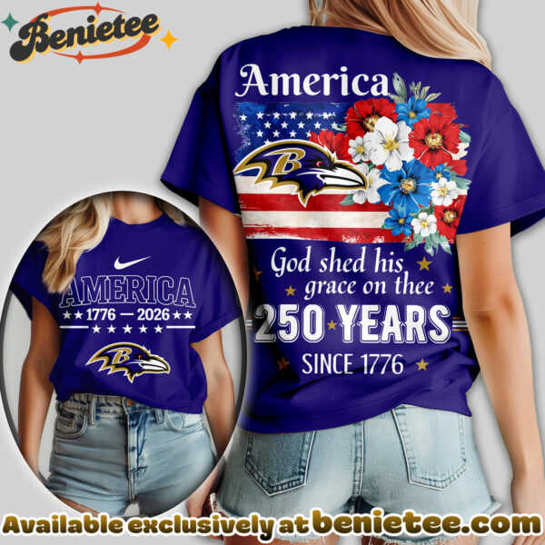 Baltimore Ravens Premium NFL America God Shed His Grace On Thee Women Tshirt, Hoodie, Sweatshirt