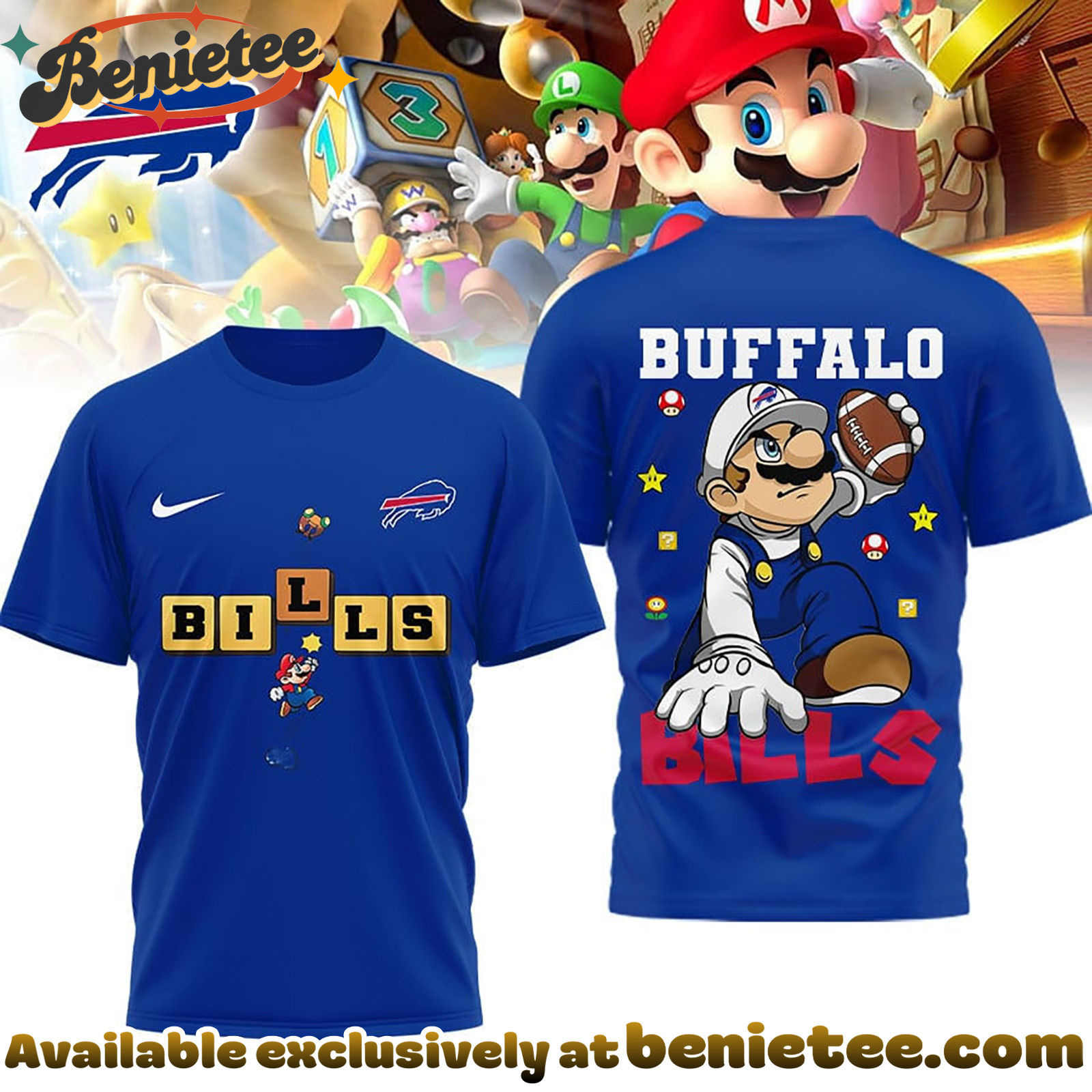 Buffalo Bills Premium NFL Super Mario 3D Tshirt, Sweatshirt, Hoodie