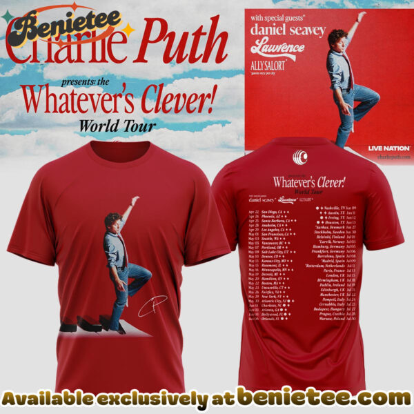 Charlie Puth The Whatevers Clever World Tour Tshirt, Hoodie, Sweatshirt - Ver 6