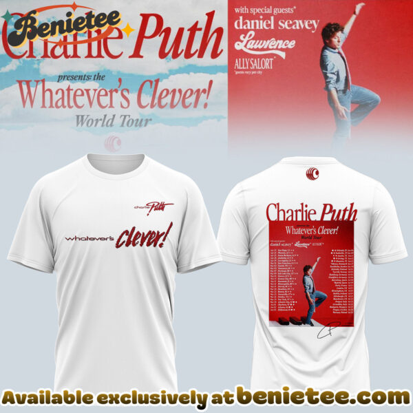 Charlie Puth The Whatevers Clever World Tour Tshirt, Hoodie, Sweatshirt - Ver 8
