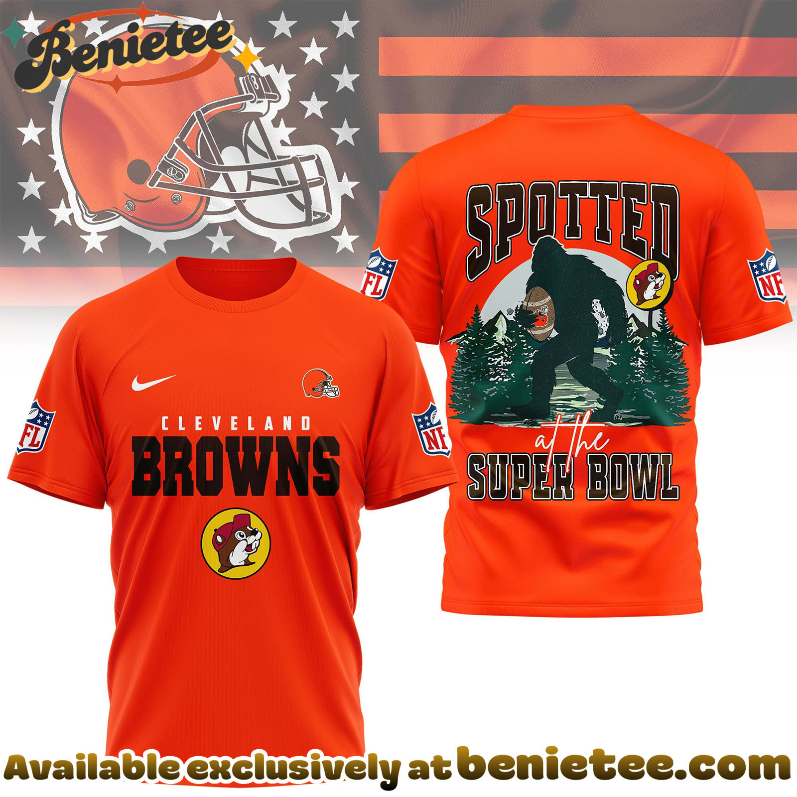 Cleveland Browns Premium NFL Spotted at the Super Bowl 3D Tshirt, Sweatshirt, Hoodie