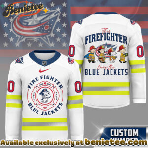 Columbus Blue Jackets Premium NHL Snoopy Firefighter Hockey Jersey