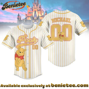 Custom Pooh Baseball Jersey, Disney Jersey, Anime Jersey
