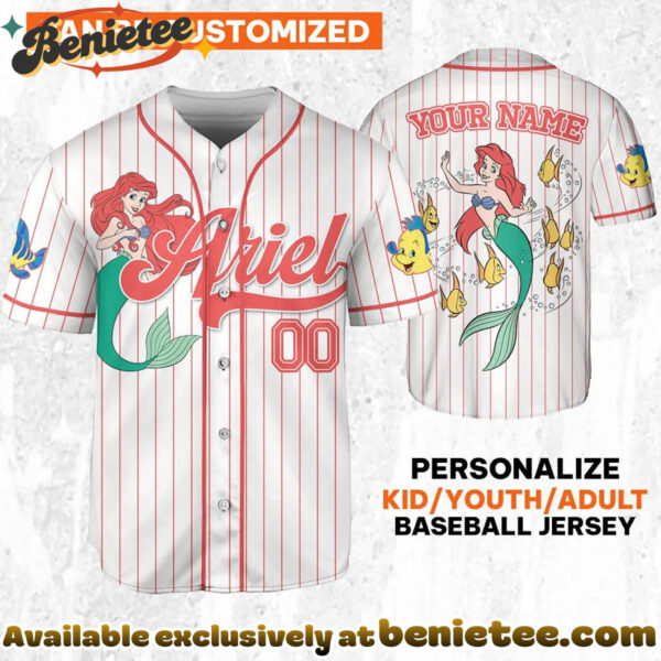 Custom Princess Ariel Baseball Jersey, Disney Jersey, Anime Jersey - Ver 2