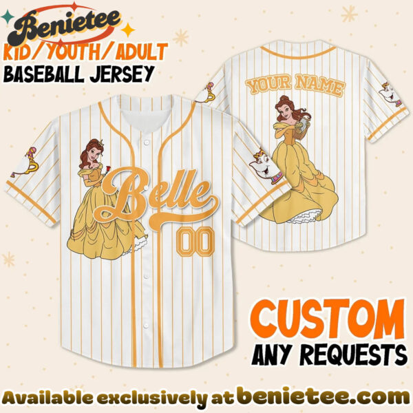 Custom Princess Belle Baseball Jersey, Disney Jersey, Anime Jersey