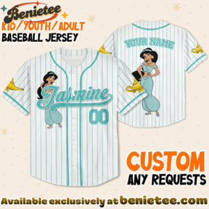 Custom Princess Jasmine Baseball Jersey, Disney Jersey, Anime Jersey
