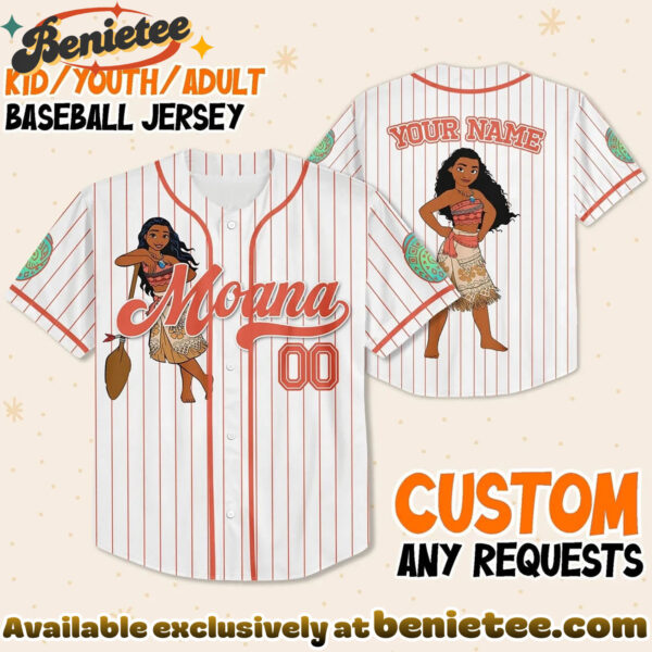 Custom Princess Moana Baseball Jersey, Disney Jersey, Anime Jersey