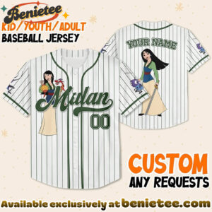 Custom Princess Mulan Baseball Jersey, Disney Jersey, Anime Jersey