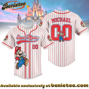 Custom Supper Mario Baseball Jersey, Disney Jersey, Anime Jersey