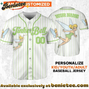 Custom Tinkerbelle Baseball Jersey, Disney Jersey, Anime Jersey