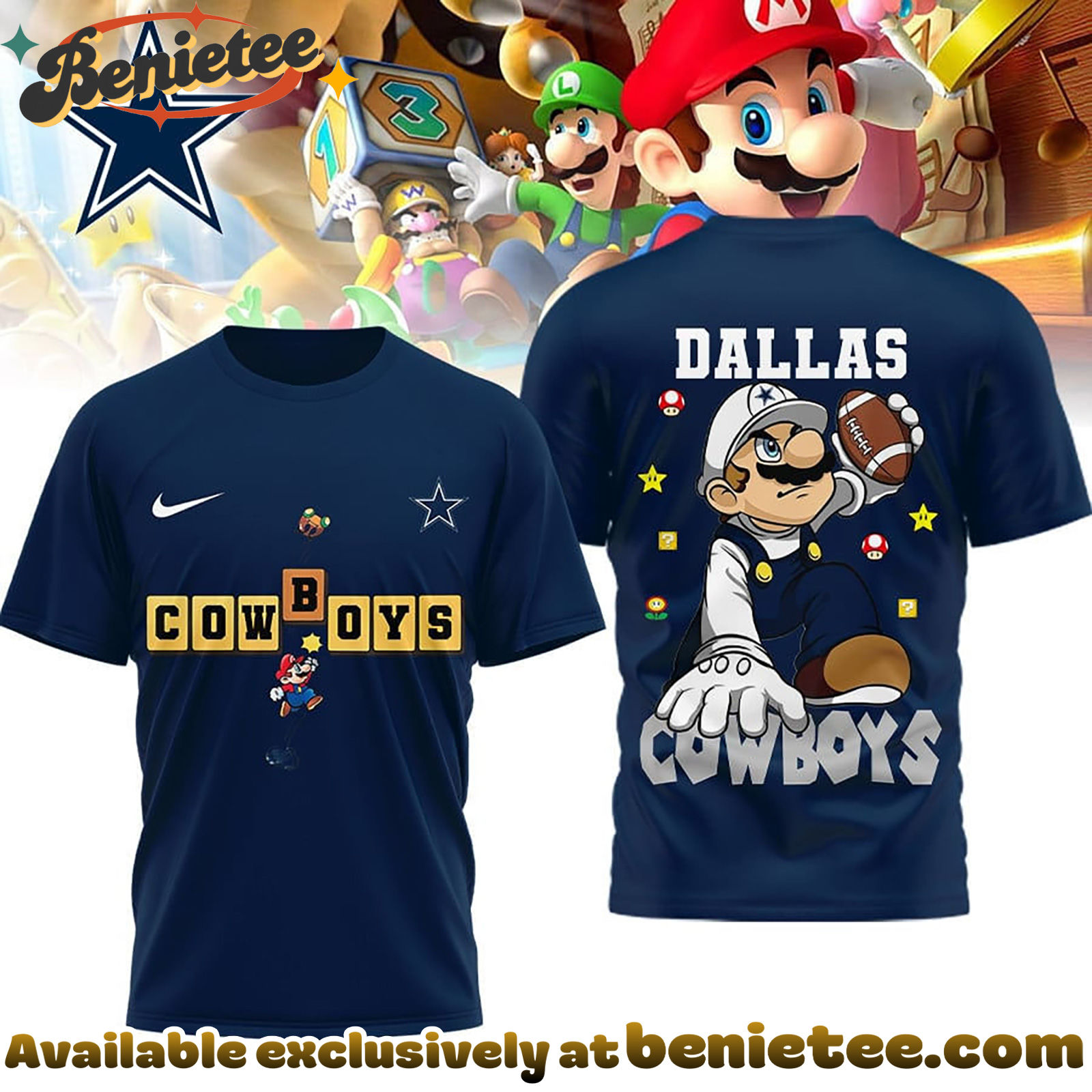 Dallas Cowboys Premium NFL Super Mario 3D Tshirt, Sweatshirt, Hoodie