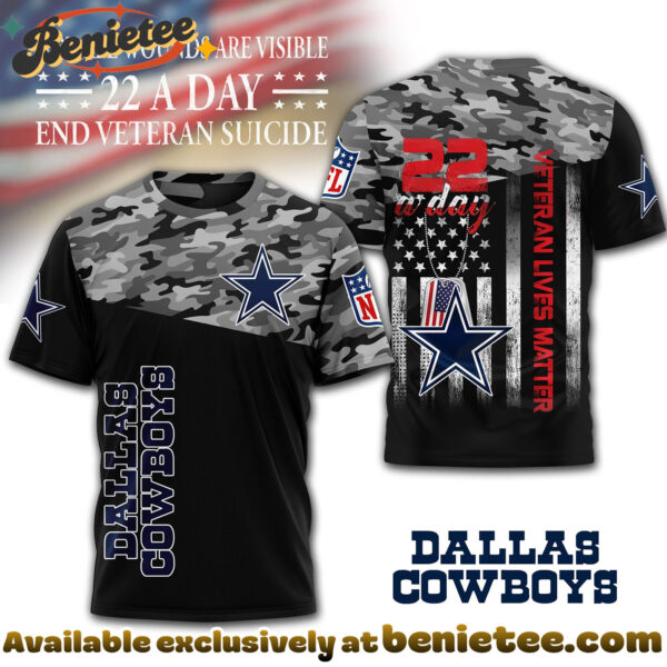 Dallas Cowboys Premium NFL Veteran Suicide Awareness 3D Tshirt, Sweatshirt, Hoodie