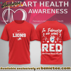 Detroit Lions Premium NFL American Heart Month Tshirt, Sweatshirt, Hoodie