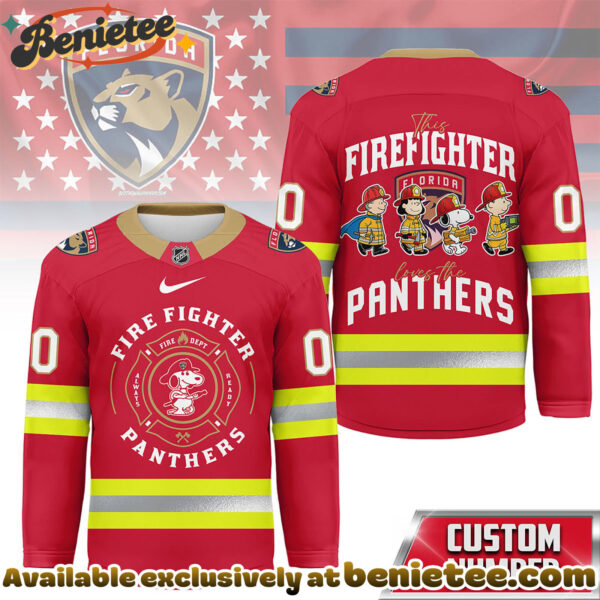Florida Panthers Premium NHL Snoopy Firefighter Hockey Jersey