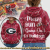 Georgia Bulldogs Premium NCAA Messy Bun Game On 3D Hoodie, Sweatshirt, Tshirt