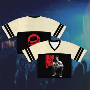 Bruno Mars Romantic Tour 2026 Football Croptop Jersey Unisex V Neck Concert Tee