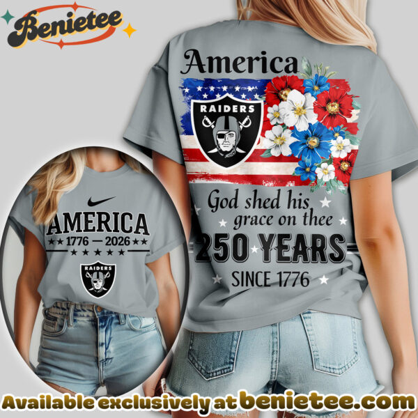 Las Vegas Raiders Premium NFL America God Shed His Grace On Thee Women Tshirt, Hoodie, Sweatshirt