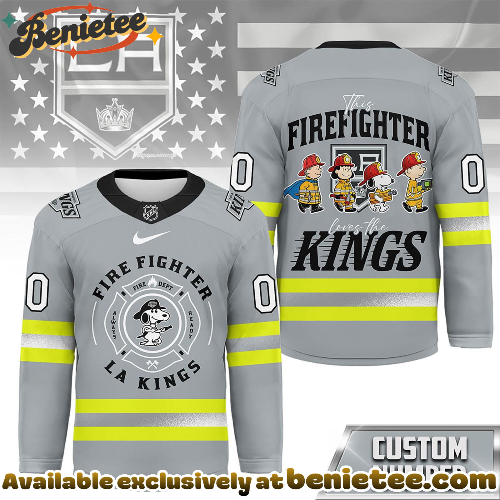 Los Angeles Kings Premium NHL Snoopy Firefighter Hockey Jersey