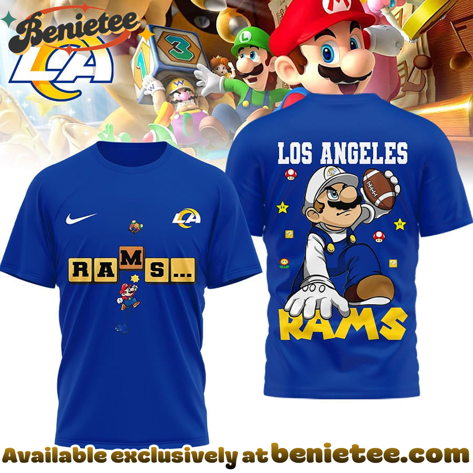 Los Angeles Rams Premium NFL Super Mario 3D Tshirt, Sweatshirt, Hoodie