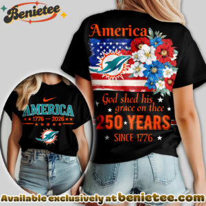 Miami Dolphins Premium NFL America God Shed His Grace On Thee Women Tshirt, Hoodie, Sweatshirt