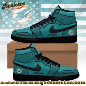 Miami Dolphins Premium NFL Pride Jordan 1 High Top Sneaker Nike Air Jordan 1